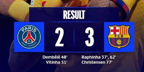 开云体育官方app-【欧冠】拉菲双响滕森头球制胜，巴萨3比2客胜巴黎